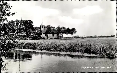 Ak Lutjewoude Friesland, Ned. Herv. Kerk