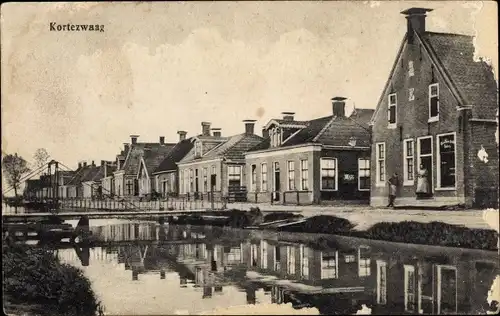 Ak Opsterland Friesland Niederlande, Kortezwaag, Fluss, Häuser