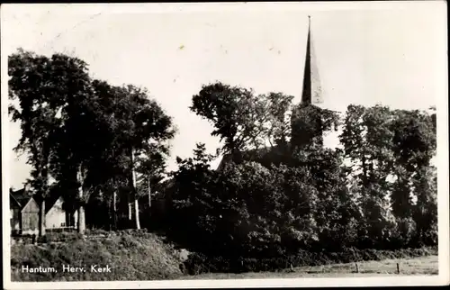 Ak Hallum Friesland Niederlande, Herv. Kerk