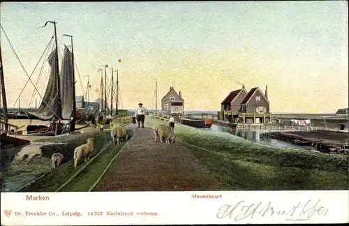 Ak Marken Nordholland, Havenbuurt