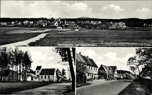 Ak Penzenhofen Winkelhaid in Mittelfranken Bayern, Panorama, Kirche, Dorfpartie