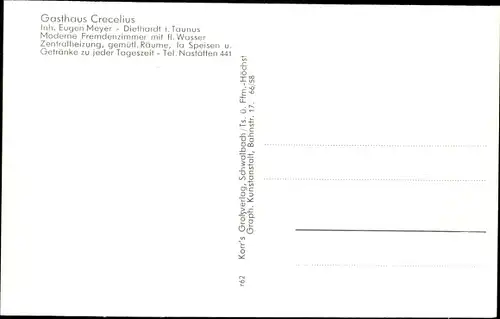 Ak Diethardt Taunus, Stadtpanorama, Gasthaus Crecelius, Inh. E. Meyer