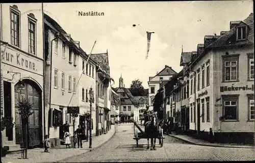 Ak Nastätten im Taunus, Straßenpartie, Gasthof zur Krone, Bäckerei