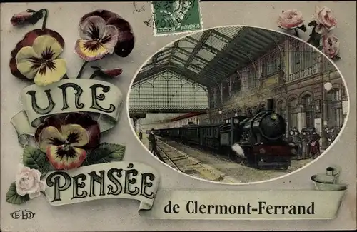 Ak Clermont Ferrand Puy de Dôme, Französische Eisenbahn, Bahnhof, Stiefmütterchen