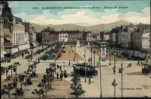 Ak Clermont Ferrand Puy de Dôme, Place de Jaude, tramway