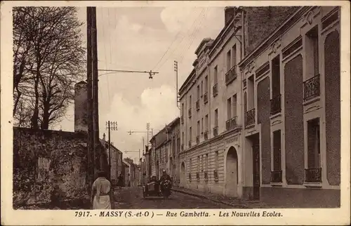 Ak Massy Essonne, Rue Gambetta, Les Nouvelles Ecoles