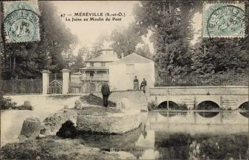 Ak Mereville Essonne, La Juine, au moulin du Pont