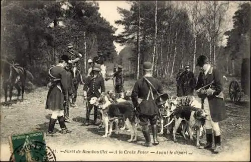 Ak Rambouillet Yvelines, Foret, A la Croix Pater, Avant le Depart