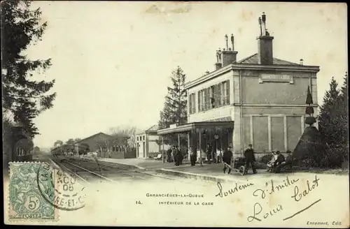 Ak Garancieres la Queue Yvelines, Interieur de la Gare