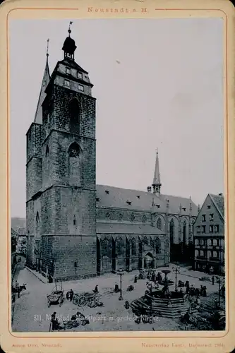 Kabinettfoto um 1895, Neustadt an der Haardt Neustadt an der Weinstraße, Marktplatz, Protest. Kirche
