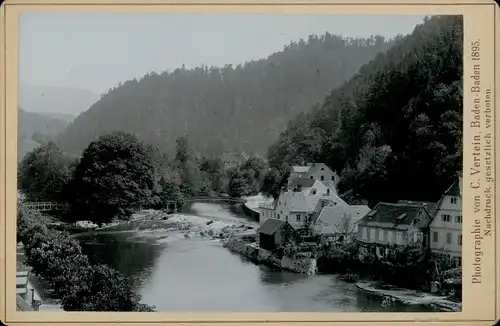 Kabinettfoto um 1895, Baden Baden am Schwarzwald, Wasserpartie