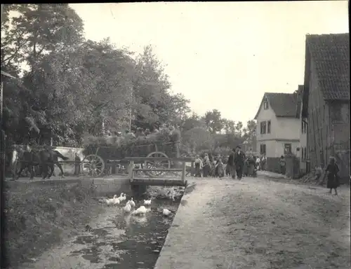 Foto Wildprechtroda Bad Salzungen in Thüringen, Straßenpartie, Enten, Pferdewagen