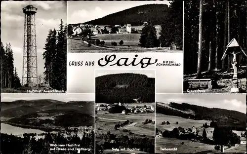 Ak Saig Lenzkirch im Schwarzwald, Hochfirst Aussichtsturm, Teilansicht, Titisee u. Feldberg