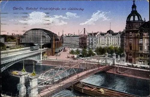 Ak Berlin Mitte, Bahnhof Friedrichstraße mit Schlütersteg