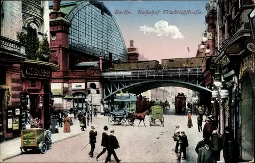 Ak Berlin Mitte, Partie am Bahnhof Friedrichstraße