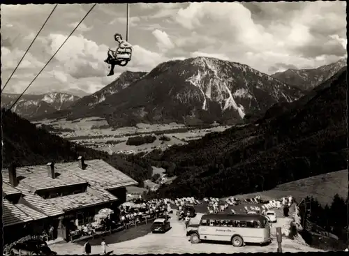 Ak Ruhpolding in Oberbayern, Steinberg Alm, Sessellift, Bus