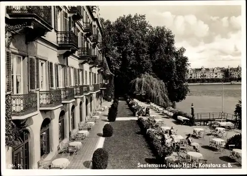 Ak Konstanz am Bodensee, Seeterrasse, Insel Hotel