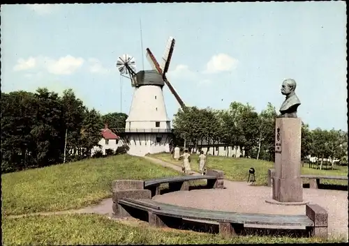 Ak Dybbøl Sogn Düppel Dänemark, Windmühle, Büste