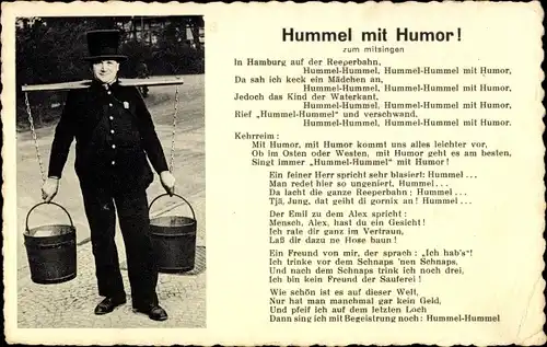 Lied Ak Hummel mit Humor, Mann mit Wassereimern, Wasserträger