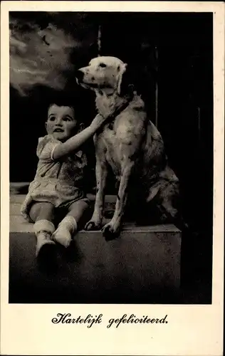 Ak Glückwunsch, Junge mit Hund
