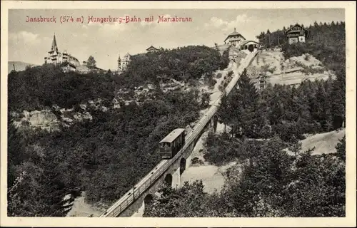 Ak Innsbruck Tirol, Drahtseilbahn auf die Hungerburg, Mariabrunn