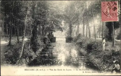 Ak Beaulieu sur Layon Maine et Loire, Vue des Bords du Layon, La Mulonniere