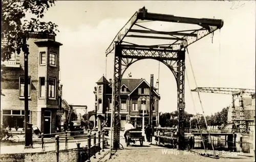 Ak Weesp Nordholland, Binnenveer, Brücke, Häuser