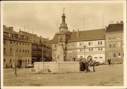 Ak Lutherstadt Eisenach in Thüringen, Marktplatz, Schloss, Rathaus, Georgenbrunnen