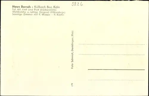 Ak Külbach Denklingen Oberbergischer Kreis, Haus Bursch