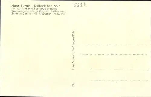 Ak Külbach Nordrhein Westfalen, Haus Bursch, Innen und Außen