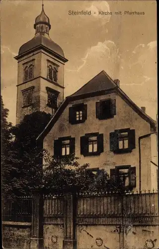 Ak Steinfeld Pfalz, Kirche mit Pfarrhaus