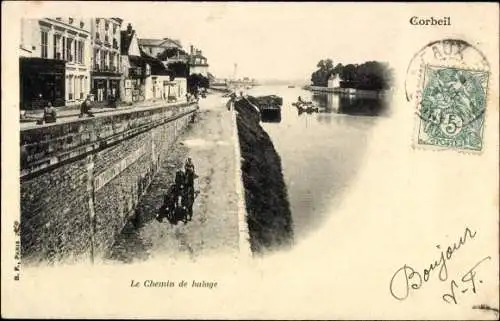 Ak Corbeil Essonne, Le Chemin de halage, Treidelweg