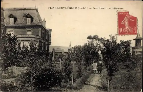 Ak Flins Neuve Eglise Yvelines, Le Chateau, Vue interieure