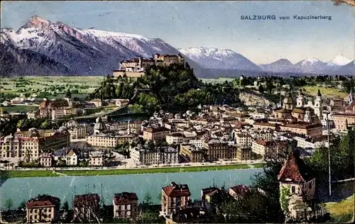 Ak Salzburg in Österreich, Stadt vom Kapuzinerberg gesehen