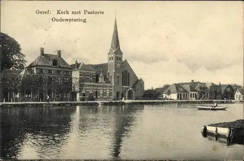 Ak Oude Wetering Südholland, Geref. Kerk met Pastorie