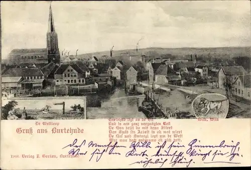 Ak Buxtehude Stade, Wettlop twischen Has und Swinegel up de Heid to Buxtehude, Stadt m. Kirche