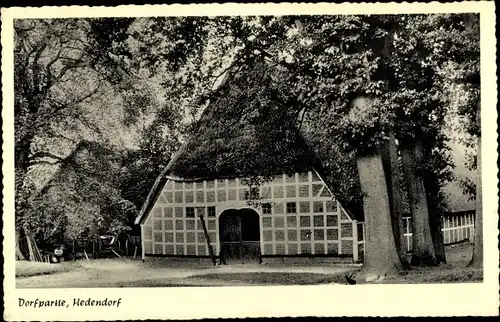 Ak Hedendorf Neukloster Buxtehude im Kreis Stade, Dorfpartie mit Fachwerkhaus