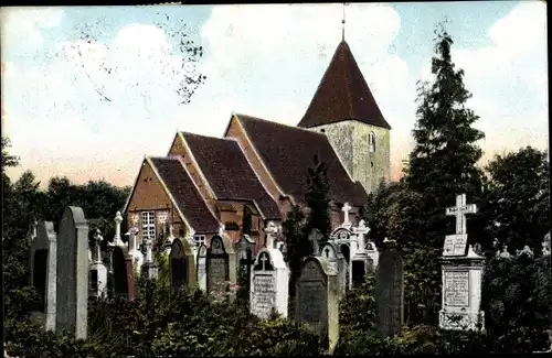 Ak Kirchwalsede in Niedersachsen, Blick vom Friedhof zur Kirche