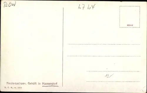 Ak Hassendorf in Niedersachsen, Gehöft, Fachwerk