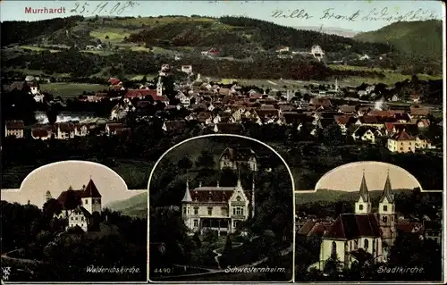 Ak Murrhardt in Württemberg, Walderichskirche, Schwesternheim, Stadtkirche, Panorama