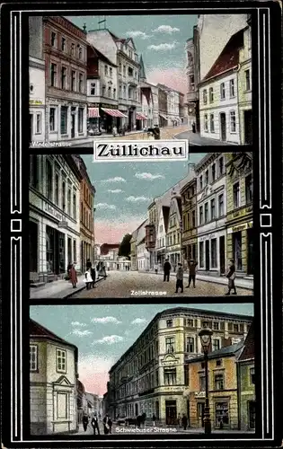 Ak Sulechów Züllichau Ostbrandenburg, Zollstraßem, Schwiebuser Straße, Windelstraße