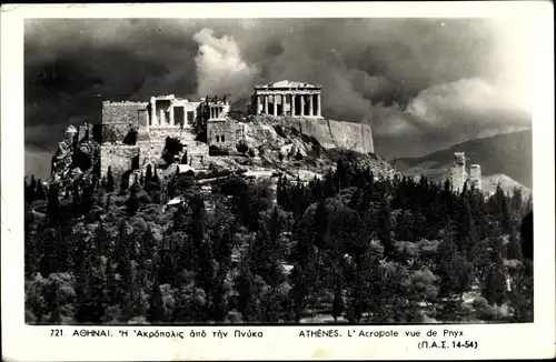 Ak Athen Griechenland, Blick zur Akropolis, Tempel, Parthenon