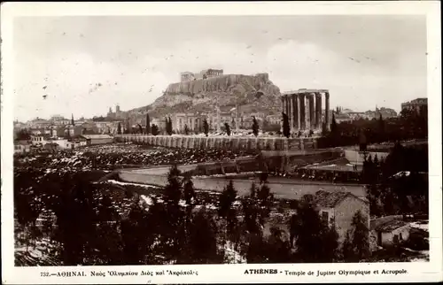 Ak Athen Griechenland, Temple de Jupiter Olympique et Acropole, Akropolis