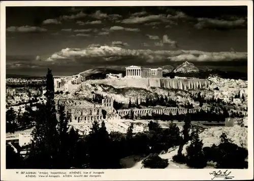 Ak Athen Griechenland, Blick auf den Ort mit Akropolis