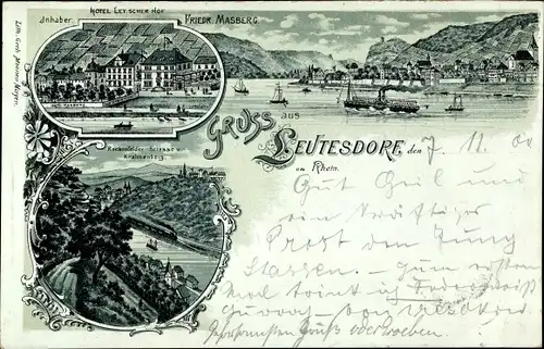 Litho Leutesdorf am Rhein, Hotel Ley'scher Hof, Rockenfelder Straße, Krahnenberg