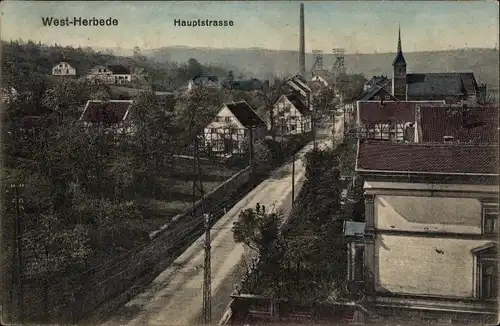 Ak West Herbede Witten im Ennepe Ruhr Kreis, Hauptstraße mit Wohnhäusern, Kirche