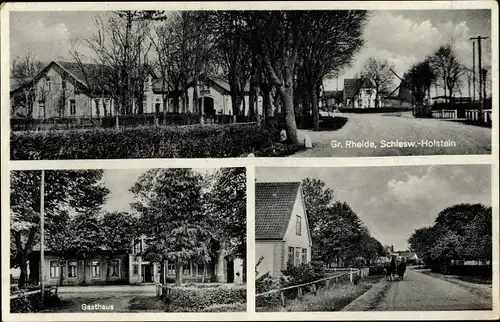 Ak Groß Rheide in Schleswig, Straßenpartie, Gasthaus