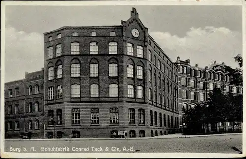 Ak Burg bei Magdeburg, Schuhfabrik Conrad Tack & Cie.