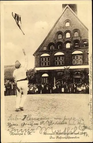 Ak Krempe in Holstein, Kremper Schützengilde von 1541, Fahnenschwenken
