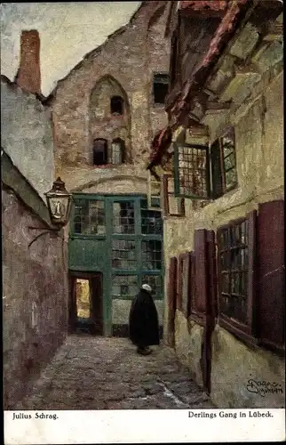 Künstler Ak Schrag, Julius, Hansestadt Lübeck, Derlings Gang